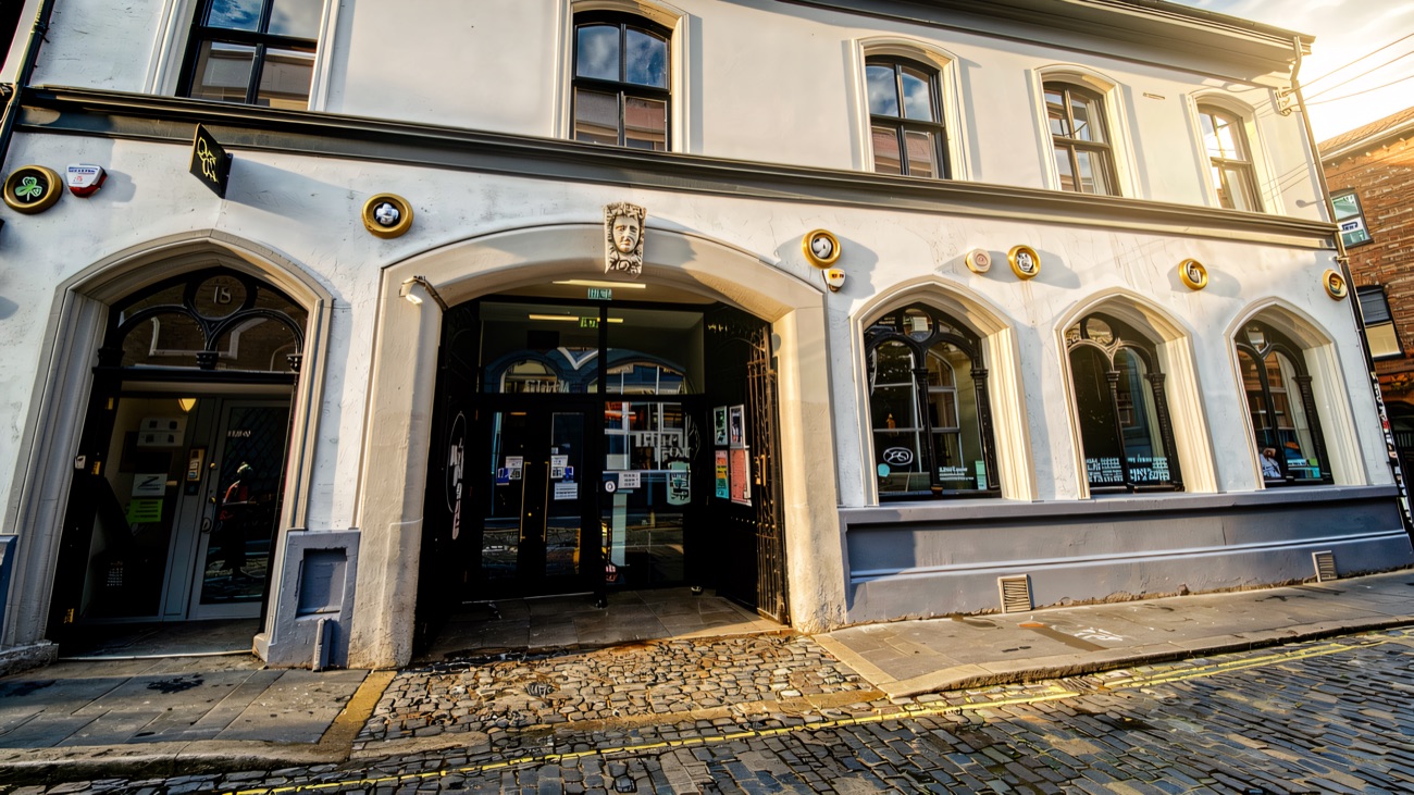 The Black Box entrance arch on cobbled Hill Street