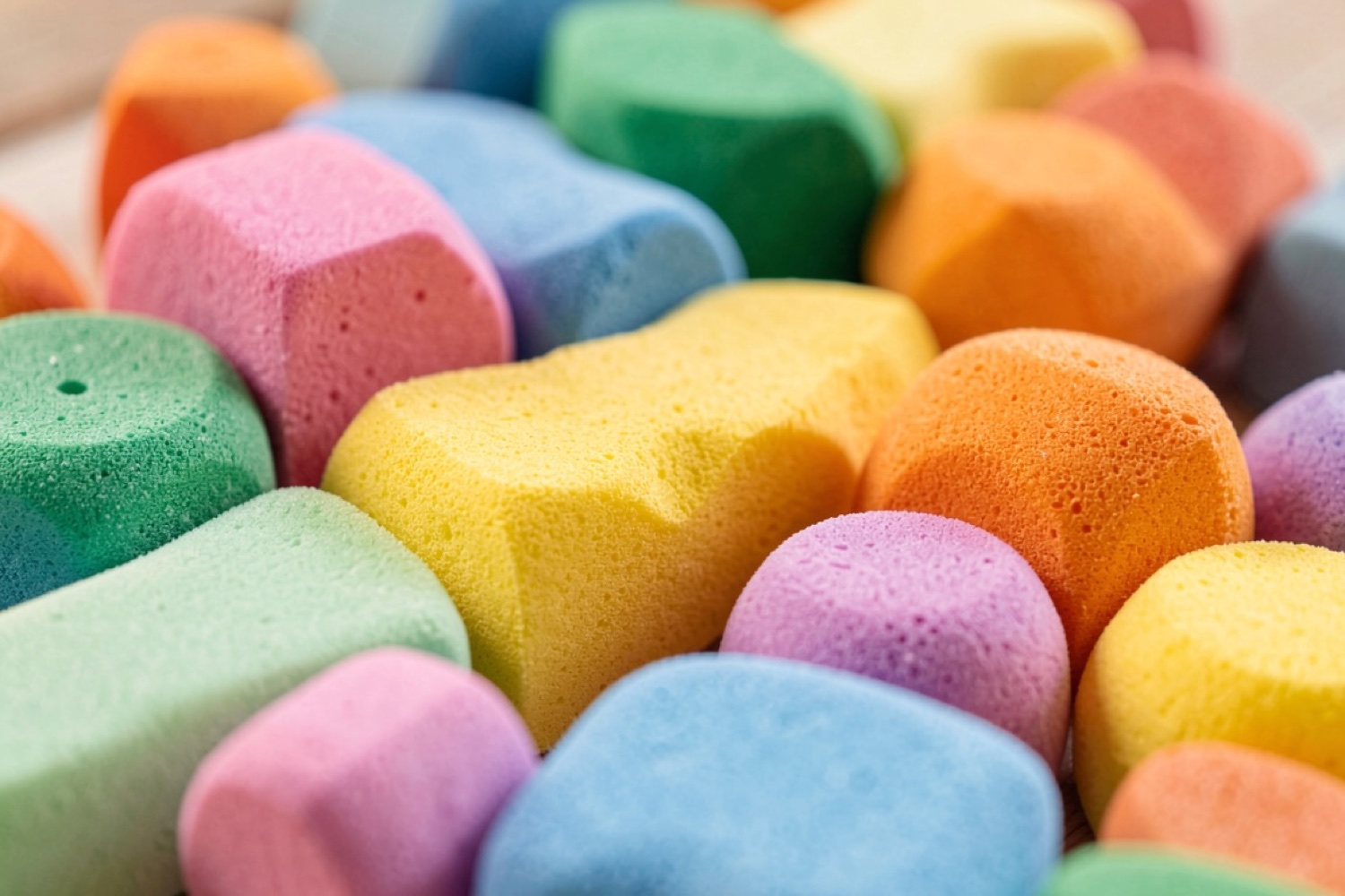 Colourful soft foam play shapes (illustrative of an indoor play centre)