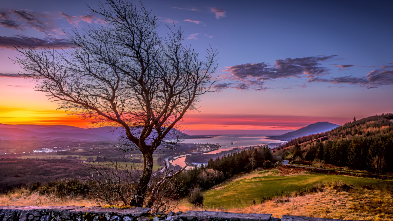 Sunset colours over the lough from the Flagstaff viewpoint